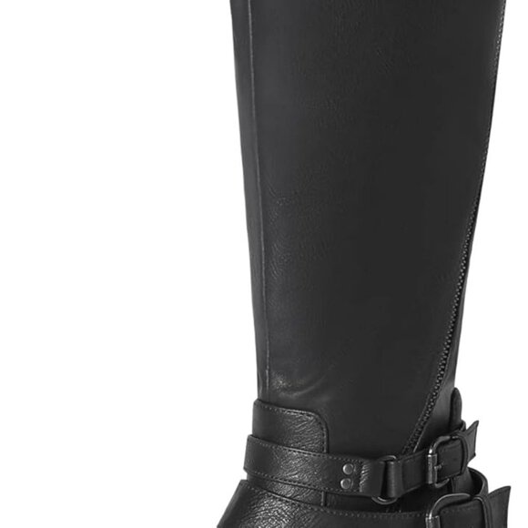 Brand New Women's Knee High Riding Boots - Wide Calf, Size 7, Black, Faux Leathe - Picture 1 of 6